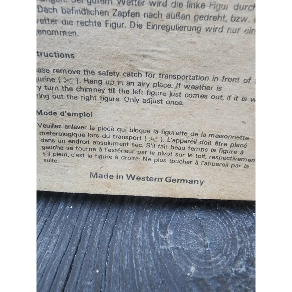 Vintage Toggen West Germany Weather House Chalet Hygrometer Thermometer MCM
